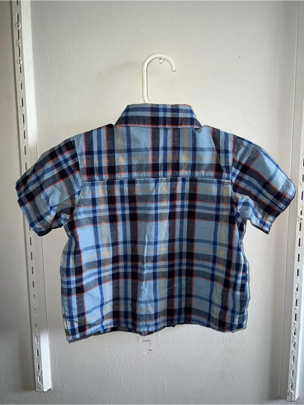 Vintage Carter's Blue Plaid Short-Sleeve Button-Up Shirt for Toddler